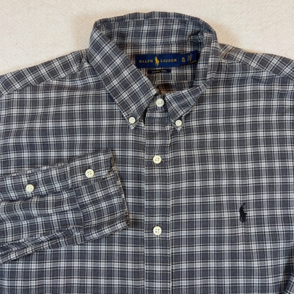 Ralph Lauren Luxury Twill Button Down Shirt Plaid Size XL